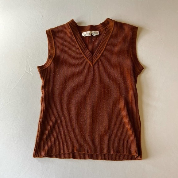 𝅺VINTAGE Charisma V-neck sweater vest brown M - Picture 1 of 7
